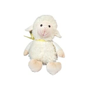 Just For You‎ Plush Lamb Stuffed Animal Cream Sheep Yellow Ribbon 11 Inch